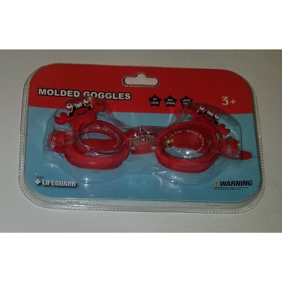 NEW Child Molded Swim Goggles by Lifeguard Red Pirate Crab Lobster 3+ - Picture 1 of 6